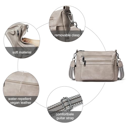 Bluome Crossbody Purses for Women, Medium Large Faux Leather Crossbody Bags Lightweight Sling Bag Shoulder Handbags - color: Light Grey, size: Medium 7L