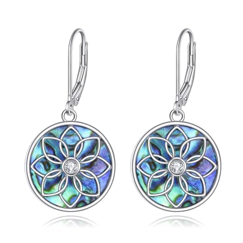 TIGER RIDER Abalone Shell 925 Sterling Silver Dangle Earrings Lightweight Filigree Dangle Drop Earrings for Women - style: Celtic Filigree