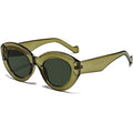 AIEYEZO Oversized Cat Eye Sunglasses for Women Cute Oval Thick Frame Cateye Sun Glasses Chic Retro Style Shades - color: A3 Olive Green