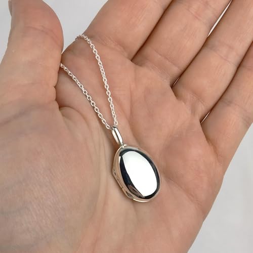 FashionJunkie4Life Sterling Silver Oval Locket Necklaces for Women, 18" Cable Chain - style: Rounded Front