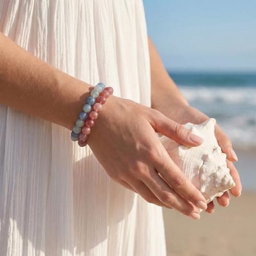 Crystal Bracelets, Bracelet for Women, Nature Crystal Stretch Elastic Bracelet, Nature Gemstone-8mm, Healing Stone Bracelets, Jewelry Gifts for Women, Holiday - color: Pink