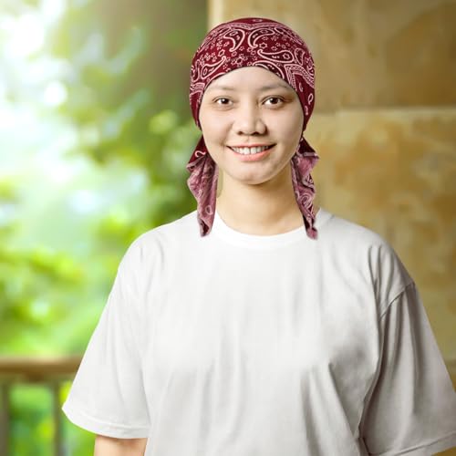 4 Pieces Chemo Headwear for Women, Pre-Tied Head Scarf Cancer Headwear for Hair Loss - color: Multicolor-3