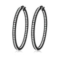 CiNily Mult-colors Crystal Stainless Steel Hoop Earring for Women Hypoallergenic Jewelry for Sensitive Ears Large Big Hoop Earrings 2" - color: Black Gold+White