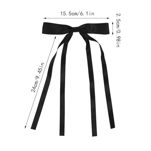 WORTL Hair Bows Clips Coquette Ribbon Bowknot with Long Tail Princess Hair Bows French Barrettes Hair Accessories for Women Girls 16PCS (Rose red, Pink, Yellow, Black) - color: Rose red, Pink, Yellow, Black