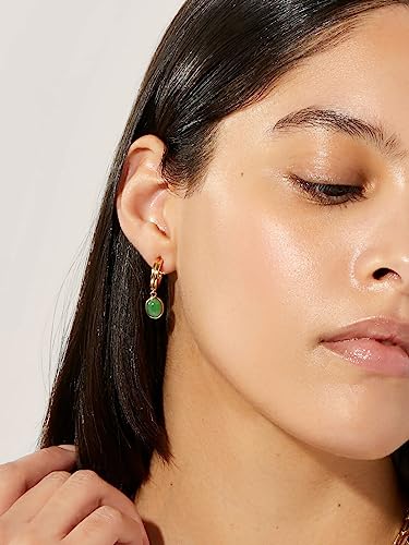 Green Aventurine Stone Pendant Necklace for Women Dainty 18K Plated Gold Chain Choker Necklace,Layered Necklace,Jewelry Set Non Tarnish - color: Green-3pcs