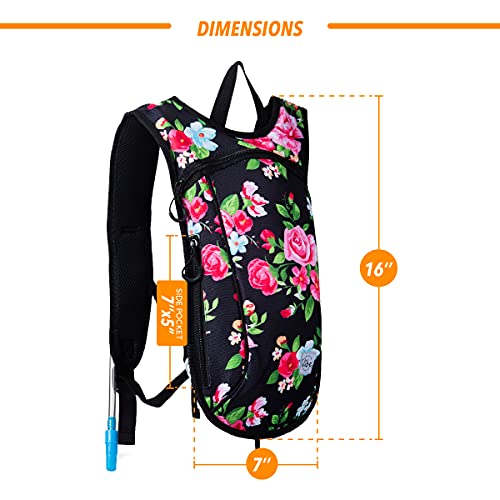 Vibe Festival Gear Rave Hydration Pack Backpack with 2L Water Bladder for Women Men – Festival Hydropack, Hydro Pack, Leak Proof, Lightweight – Teens, Party, Hiking, Running, Outdoor Sports - color: Retro Floral