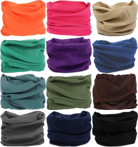 Head Wrap Headwear Headband Bandana Face Mask magic scarf for men & women - color: 12pcs. Solid Color 1
