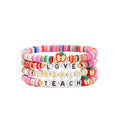 Elegance 11 designs Heishi Beaded Bracelets For Women Polymer Clay Colorful Surfer Stackable Beads Boho Bracelet Summer Beach Jewelry - color: Teacher-Colorful