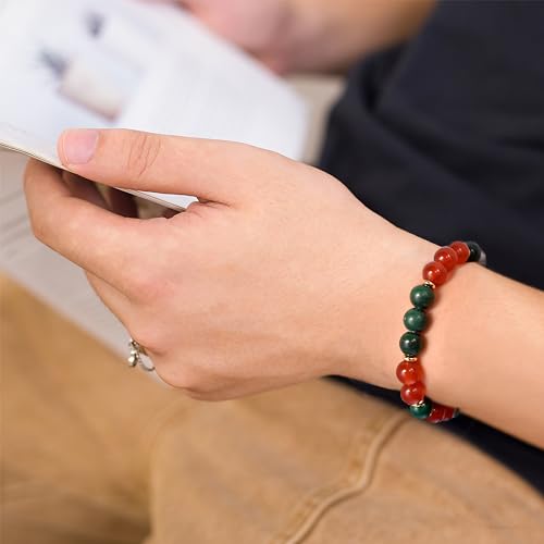 Strong Healing Crystal Bracelet 8MM Genuine Stone Bracelet Lucky Beaded Bracelet Chakra Bracelet 6.5 inch Positive Energy Inspirational Gifts for Women Mom - style: Christmas