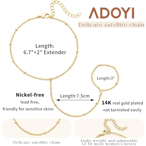 adoyi Gold Bracelets for Women, 14K Gold Plated Stackable Bracelet Stack Set Adjustable Charm Paperclip Chain Cuban Link Layered Waterproof Jewelry Sets Gifts for Womens - color: Gold Style C