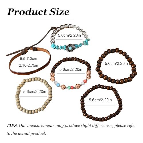Long tiantian Western Turquoise Beaded Bracelet Set for Women Stackable Cowgirl Bracelets Boho Concho Jewelry Country Concert Rodeo Outfit Accessories Gifts - color: E4:western wooden dress