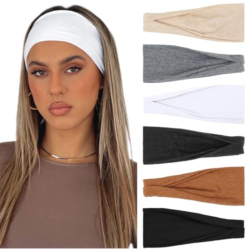 AKTVSHOW Headbands for Women Non-Slip Head Band for Women’s Hair Wide Thick Sweat Hair Bands, Trendy Hair Accessories for Women's Yoga, Workout, and Fashion - color: brown
