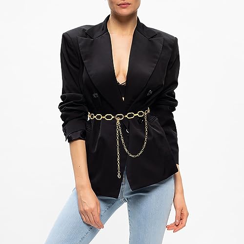 Women's Chain Belt Metal Waist Belt Chunky Belly Link Belt - color: 23028 Gold, size: XL: 59 in