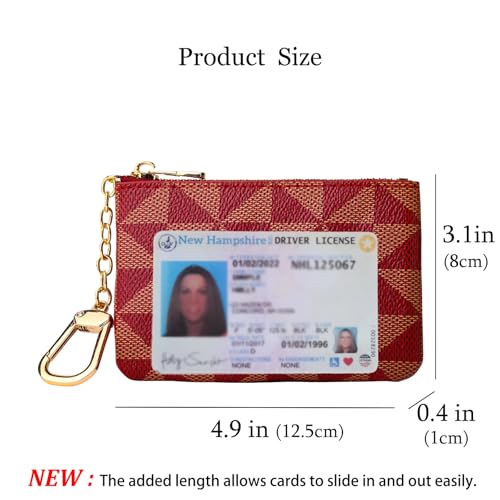 Leather Coin Purse for Women with KeyChain Small Zipper Change Purse coin Pouch Card Holder Wallet Clutch for Women & Men(Claret) - color: Claret