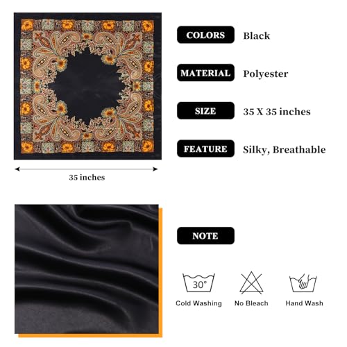 3 Pcs Satin Head Scarves for Women - 35" Satin Hair Scarves Large Square Silk Like Scarves & Bandanas - color: Black,red,pink