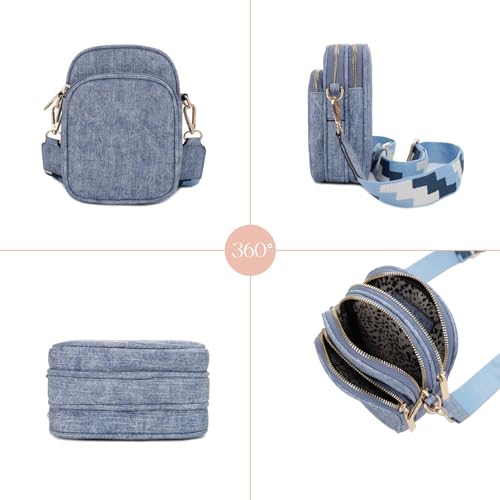 Mali+Lili, Josie Triple Zip Crossbody Bag - color: Denim Blue