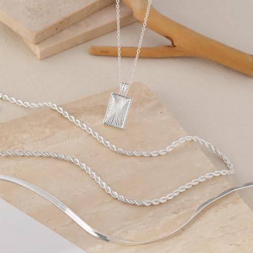 BBV Layered Gold Necklaces for Women Stackable Dainty 14K Gold Plated Silver Chain Necklace Layering Cute Fashion Pendant Choker Necklaces Trendy Jewelry Set Gifts for Women - color: silver, style: Rope twist snake chain O-ring chain texture