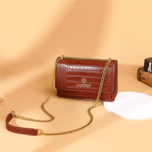 LL LOPPOP Women's Small Classy Crossbody Purse Top Handle Handbags Leather Satchel Bags for Women - color: C-brown(2052)