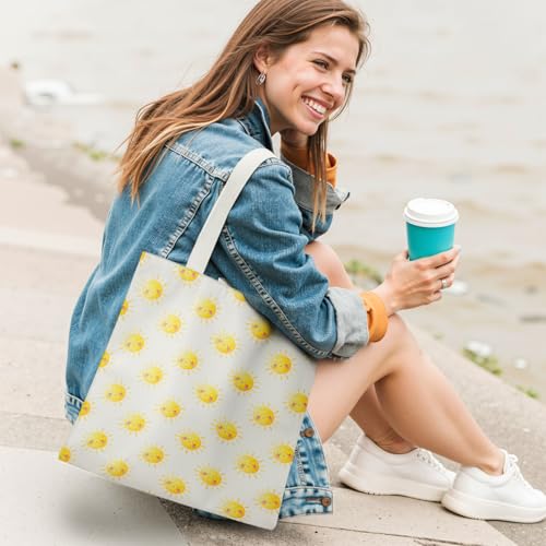 Boho Sun Sunshine Tote Bag, Colorful Canvas Tote Bags, Reusable Grocery Shopping Bag - color: Nursery Sunshine