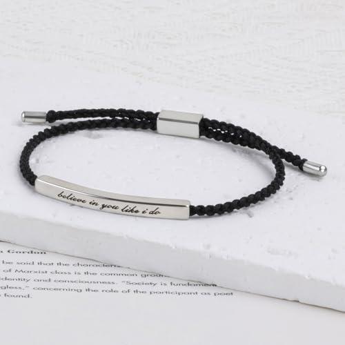 LINY Inspirational Gifts for Women Men, Dont Let The Hard Days Win Gifts, Motivational Inspirational Tube Bracelets Friendship Birthday Meaningful Gift for Friends Female - color: Believe in you like i do Black+Sliver