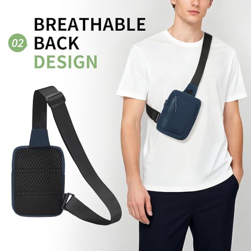 Mini Sling Bag for Men and Women, 7.5 Inch Small Anti Theft Crossbody Sling Backpack Nylon Chest Bag Fanny Pack for Travel Running Hiking (Dark Blue) - color: Dark Blue