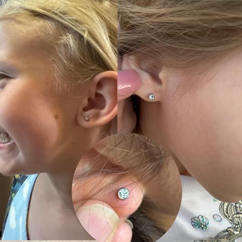 QWALIT 3 Pairs Ear Piercing Kit Silver Ear Piercing Gun Kit Disposable Self Piercing Earrings at Home Earring Gun Piercing kits with Earring Studs Small Ball - color: A2-Zircon -silver