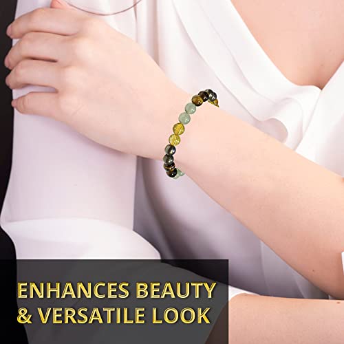 ANAYA AGATE Healing Crystal Bracelet for Women and Men – 8mm Round Beaded Bracelet for Men and Women – Unisex Stretchy Gemstone Bracelet for Healing and Protection - color: Money Success