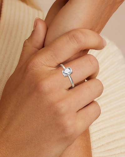 Sterling Silver Ring for Women, 4PCS Thin Stackable Rings Cubic Zirconia Thumb Ring Set Engagement Statement Wedding Bands for Women Size 5-10 - color: 3PCS CZ SET, size: 8 (Circum 57mm)