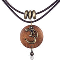 Brown Wooden Choker Chunky Pendant Necklaces for women - color: D