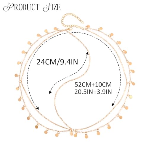 Brishow Gold Head Chain Egyptian Headpiece for Women Forehead Accessory | 20.5 in+3.9 in Adjustable genie head jewelry photos alloy small sequin headchain boho festival prom party concert