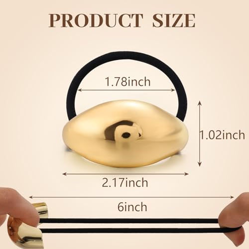 3PCS Gold Hair Ties, Metal Hair Ties for Thick Hair, Elegant Durable Geometric Design Hair Cuffs, Gold Hair Accessories Stretchy Non-Damage Ponytail Cuff Holders Holiday Gifts - color: Gold Set 05