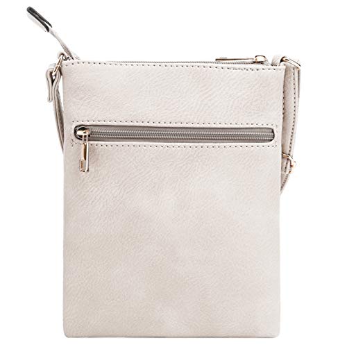 DELUXITY Crossbody Purse Bag Shoulder Bag Multi Pocket Zipper Purse - color: Beige