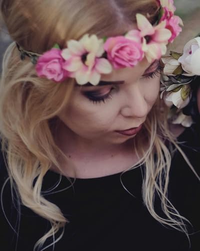 4 Pack Bohemian Flower Crowns - Adjustable Floral Headbands for Women, Bridesmaids Accessories with Silk Flowers for Weddings & Festivals