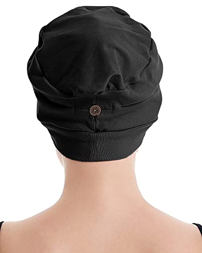 osvyo Cotton Chemo Turbans for Women Cancer Hairloss hat - Cotton Lightweight Headwear Sealed Packaging - color: Cotton Black