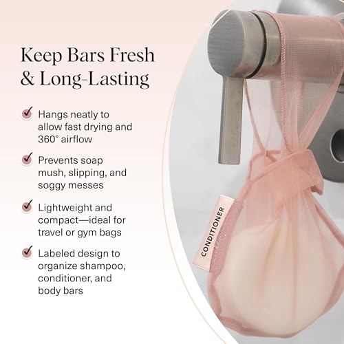 Kitsch Bar Soap Saver Pouch – Patented Mesh Soap Bag for Shampoo and Conditioner Bars - Extends Use & Prevents Soggy Mess - Recycled Beauty Bar Bag, Eco-Friendly - Terracotta - color: Terracotta