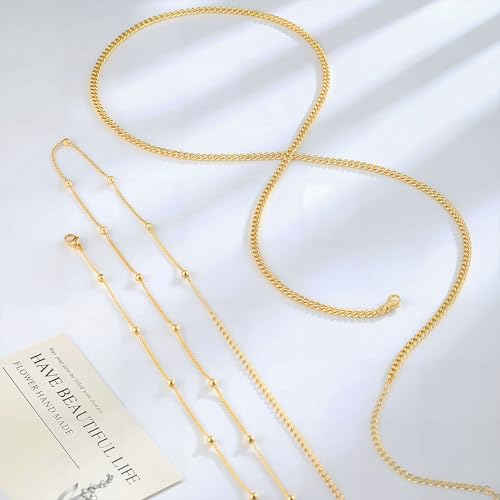 MFRYK 2PCS 14K Gold Plated Waist Chain Layered Pearl Cuban Beaded Satellite Figaro Belly Body Chain Boho Beach Waist Chains For Women Adjustable Waterproof Sexy Bikini Body Chain Jewelry For Women - style: Cuban Satellite Layered-Gold