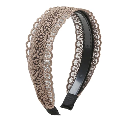 Bohemian Headband for Women-Floral Embroidered Headwrap with Lace Trim Vintage Cute Hair Band for Daily Boho Chic Style (12-Champagne, One Size) - color: 12-Champagne