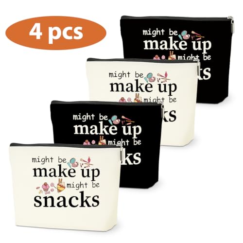 4 PCS Friend Gifts for Women Makeup Bag, Snack Bags, Funny Gifts Cosmetic Bags, Sister Birthday Christmas Graduation Friendship Gift for Daughter from Mom - might be makeup might be snacks - color: Multicolor 0094