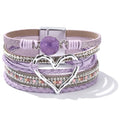 Long tiantian Boho Leather Wrap Bracelets Gifts Trendy Stuff Layered Bangles Bracelets for Women Modern Stackable Infinity Bracelets Bohemian Jewelry Gifts for Women Birthday Gifts - color: A4:Bangle Bracelets(purple)