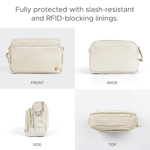 Joryin Anti Theft Crossbody Bag for Women, Slash-resistant RFID Blocking Travel Purses, Small Shoulder Bag Handbag, Nylon - color: Beige