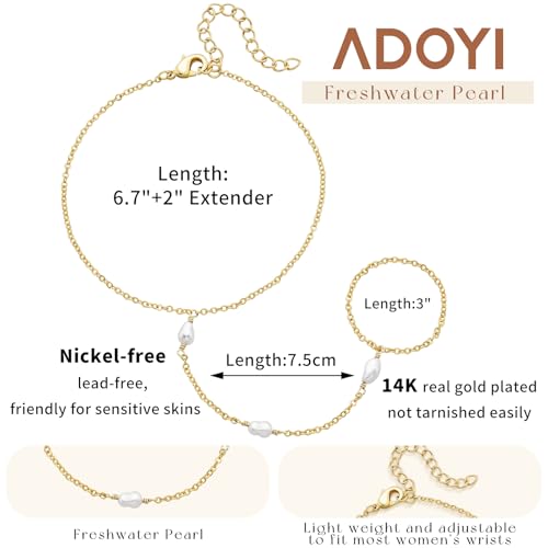 adoyi Gold Bracelets for Women, 14K Gold Plated Stackable Bracelet Stack Set Adjustable Charm Paperclip Chain Cuban Link Layered Waterproof Jewelry Sets Gifts for Womens - color: Gold Style F