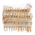 24 Pairs Gold Hoop Earrings Set for Women Hypoallergenic Chunky Chain Twisted Open Hoops Dangle Earring Packs for Birthday Party Fashion Jewelry Gift - color: Gold