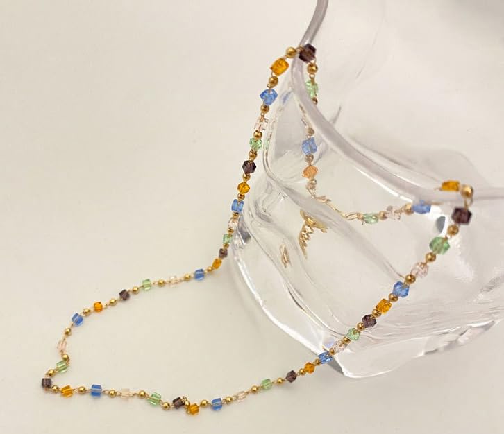 Roe Dolph Colorful Beaded Necklaces for Women Boho Beaded Necklace Beach Surfer Jewelry Handmade White Pink Blue Beads Summer Outfits Accessories - color: G1-Beaded Necklace