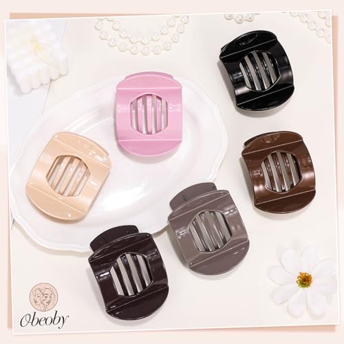 Obeoby 6 Pcs Flat Hair Clips, Medium Flat Claw Clips for Women Girls French Hair Barrettes Accessories - color: Multicolor