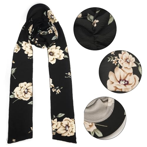 XYIYI Chemo Headwear for Womens Cancer Patients, Head Scarf Chemotherapy Headwraps Hat - color: Black Beige Flowers