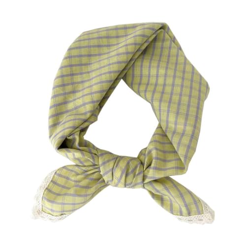 Soft Cotton Like Lace Bandana Headband, Head Wrap, Protective Coverage, Hair Neck Scarf for Women 24 x 24 inch - color: Cas014 - Plaid Y