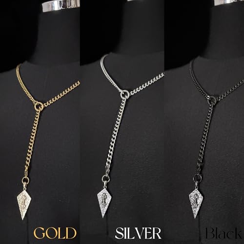 18K Gold Plated Knight's Shield Slip Chain for Women - color: Black, size: 27''