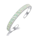 CiNily Womens Cuff Bracelet,Opal Bangle Bracelets Gold Plated Hypoallergenic Ladies Gemstone Open Cuff Bangle Bracelet - color: White