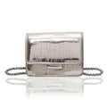 Small Crossbody Purse Bag for Women，Y2K Cute Metallic Croc-Embossed Handbag with Chain Strap - color: Mini Silver