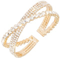 Rhinestone Bracelet for Women MultiLayer Crystal Cuff Bracelet Strand Layered Bracelet - color: Gold 8